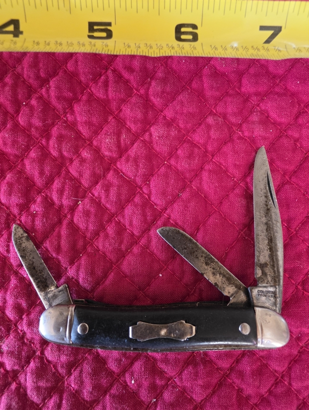 Colonial Prov. USA Vintage Folding Pocketknife in Black Silver Vintage
